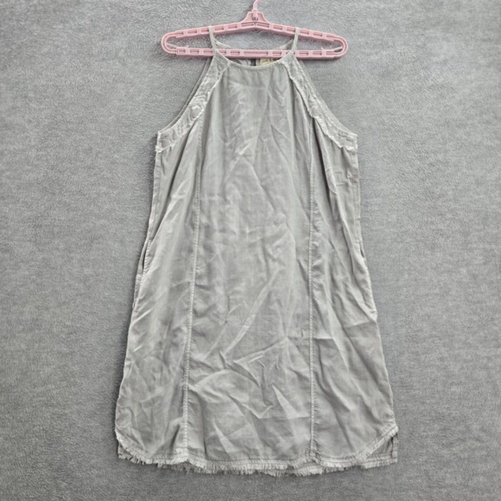 Cloth & Stone Women Dress M Light‎ Gray Shift Frayed Raw Edge Sleeveless Halter